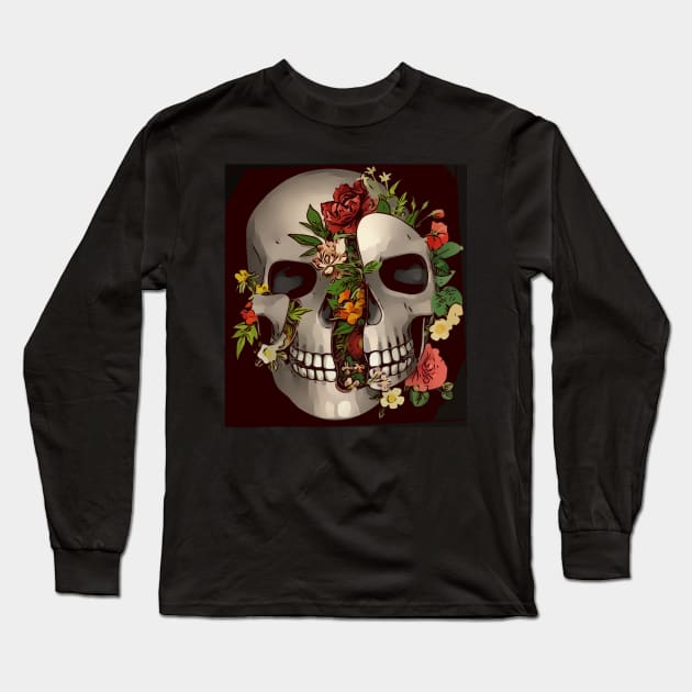 skull and roses Long Sleeve T-Shirt by MarkoShirt